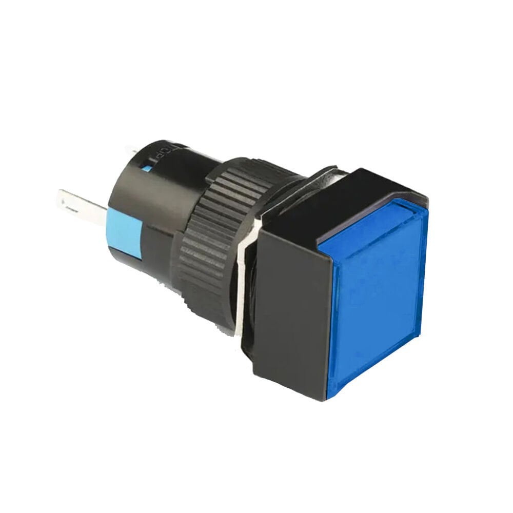 Momentum D16 Işıklı Buton 24V Yaylı 2CO Kare Mavi MBT-27262