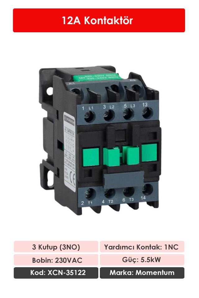 Momentum Kontaktör 12A 5.5kW 1NC XCN-35122
