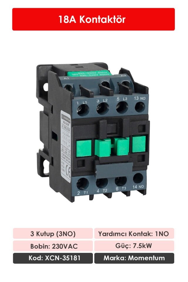 Momentum Kontaktör 18A 7.5kW 1NO XCN-35181