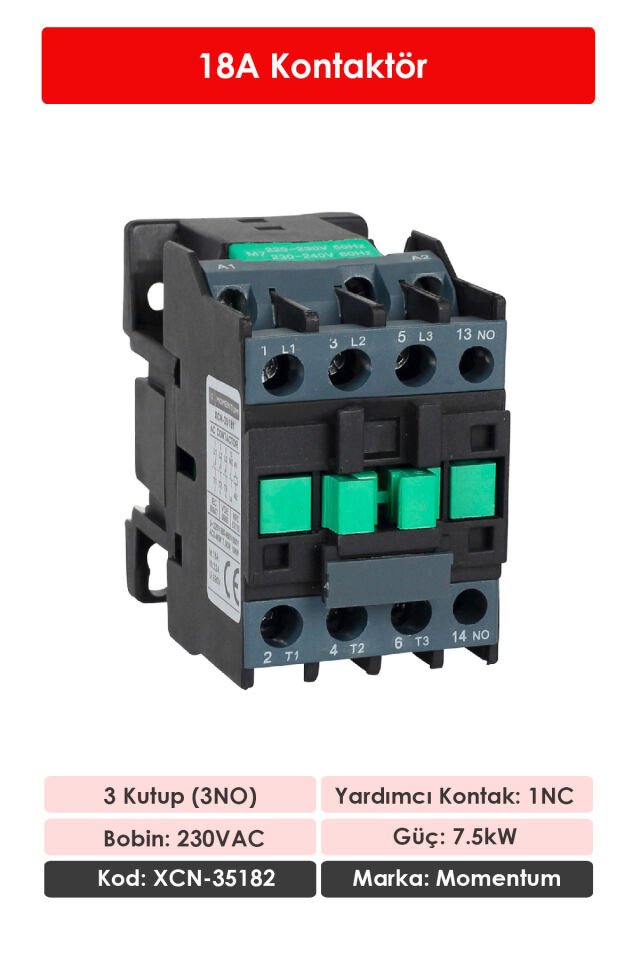 Momentum Kontaktör 18A 7.5kW 1NC XCN-35182