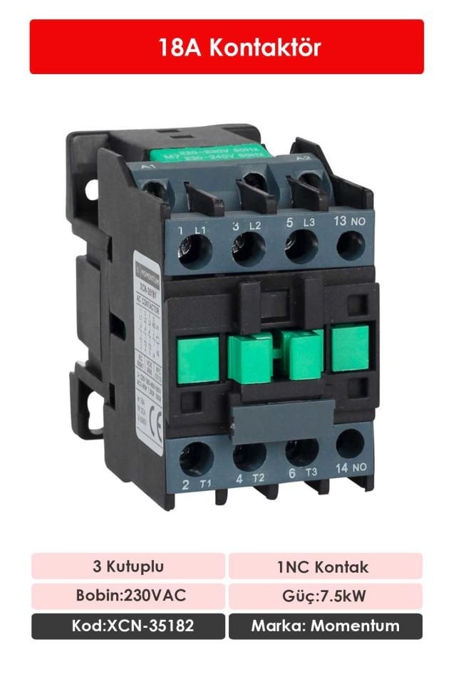 Momentum Kontaktör 18A 7.5kW 1NC XCN-35182