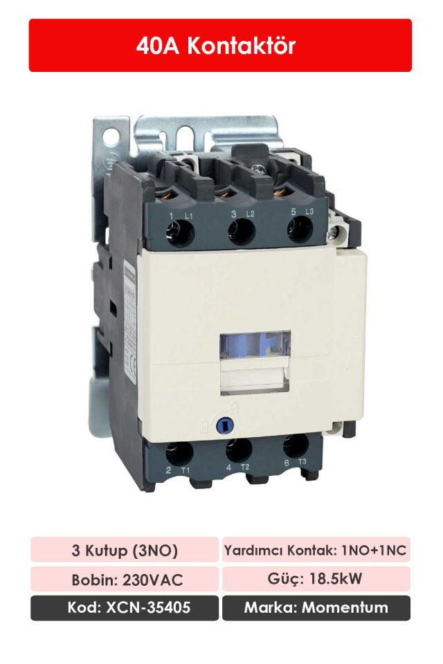 Momentum Kontaktör 40A 18.5kW 1NO+1NC XCN-35405