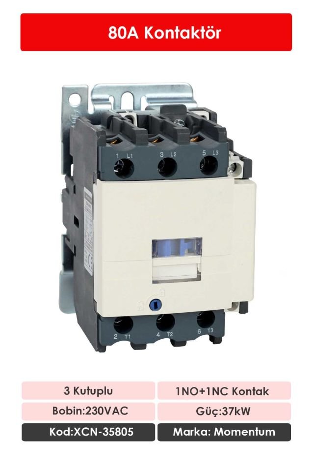 Momentum Kontaktör 80A 37kW 1NO+1NC XCN-35805