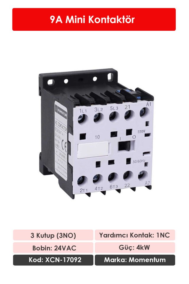 Momentum Kontaktör 24VAC 9A 4kW 1NC XCN-17092