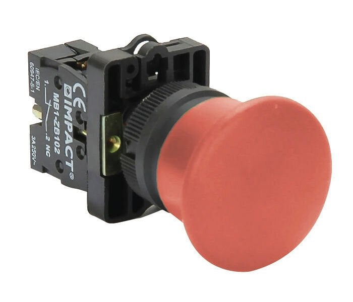 Impact 22mm Mantar Buton Kırmızı NC MB3-EC420