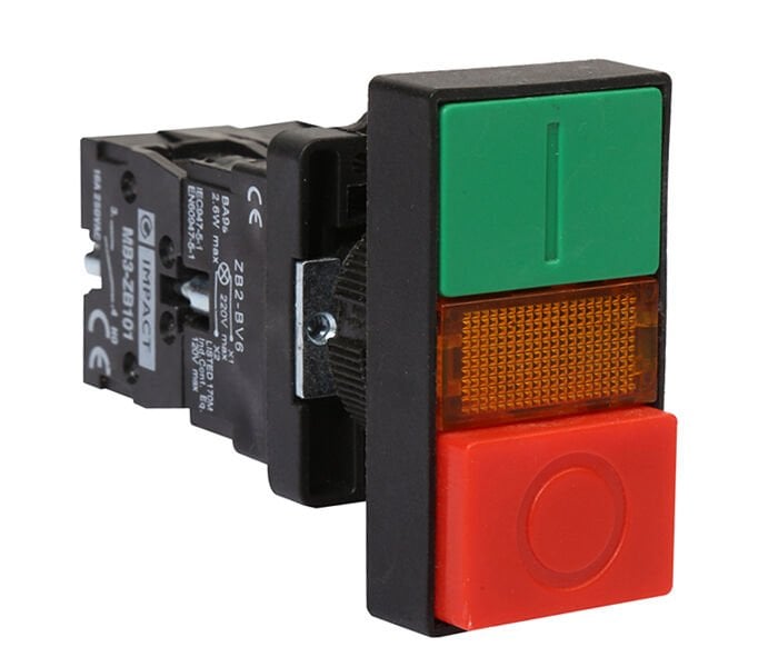 Impact 22mm Işıklı İkiz Buton Kırmızı-Yeşil NO+NC MB3-EW845