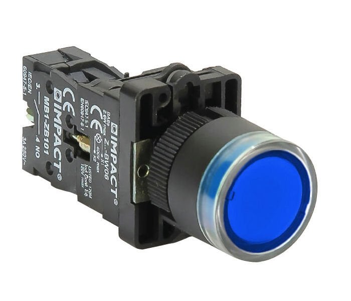 Impact 22mm Işıklı Buton Mavi NO MB3-EW661