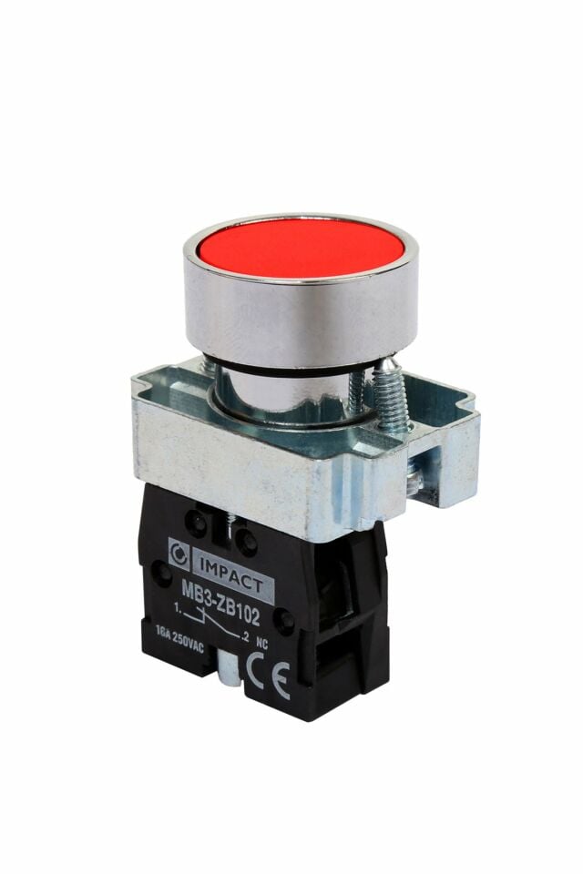 Impact 22mm Yaylı Buton Kırmızı NC MB3-BA420