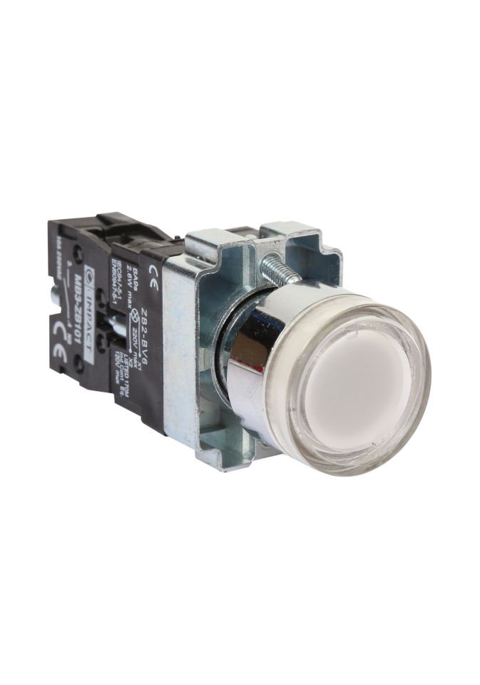 Impact 22mm Işıklı Buton Beyaz NO MB3-BW611