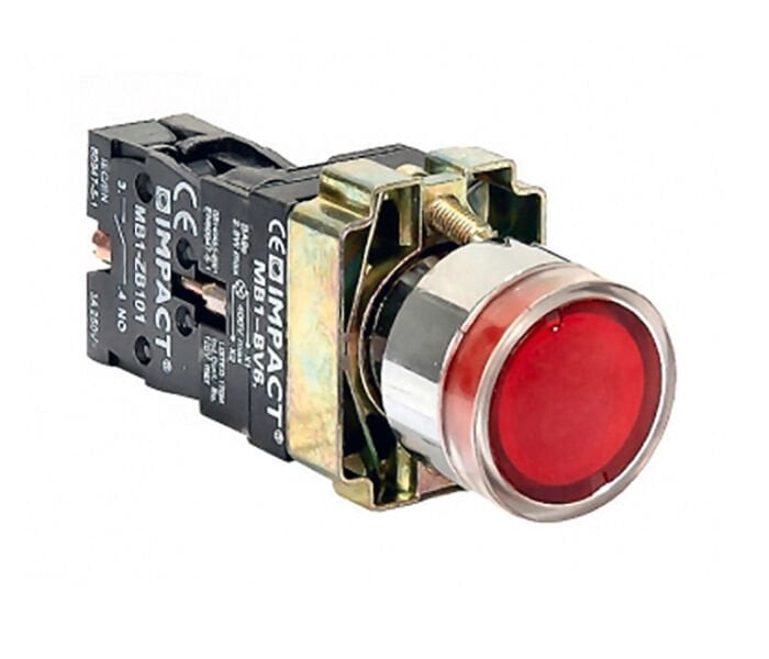Impact 22mm Işıklı Buton Kırmızı NC MB3-BW642