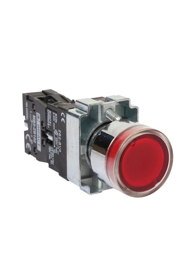 Impact 22mm Işıklı Buton Kırmızı NC MB3-BW642