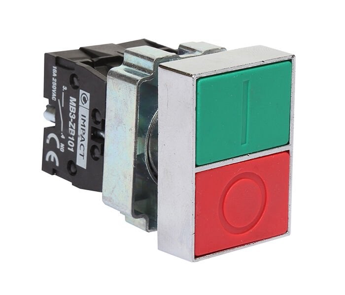 Impact 22mm İkiz Buton Kırmızı-Yeşil NO+NC MB3-BA845