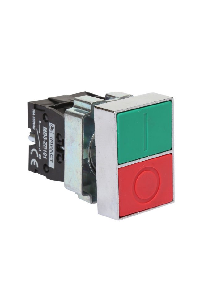 Impact 22mm İkiz Buton Kırmızı-Yeşil NO+NC MB3-BA845