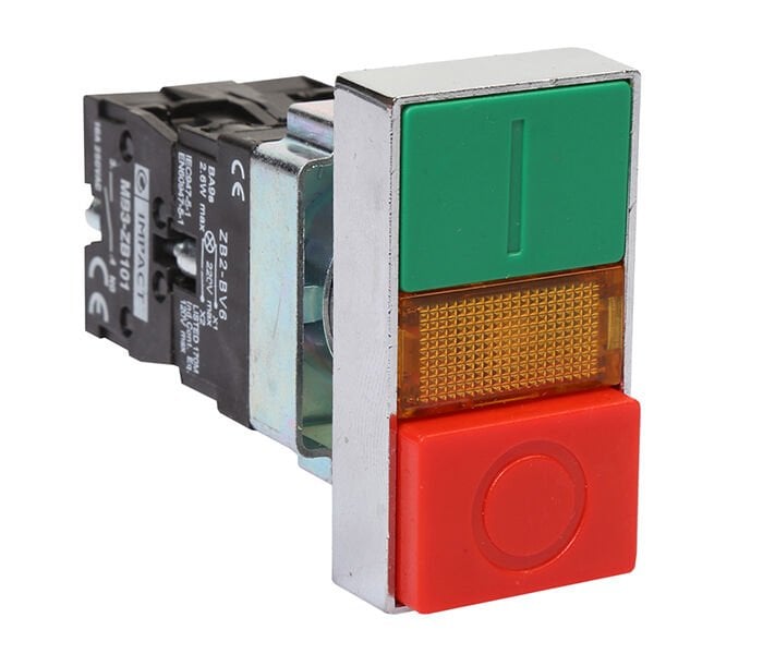 Impact 22mm Işıklı İkiz Buton Kırmızı-Yeşil NO+NC MB3-BW845