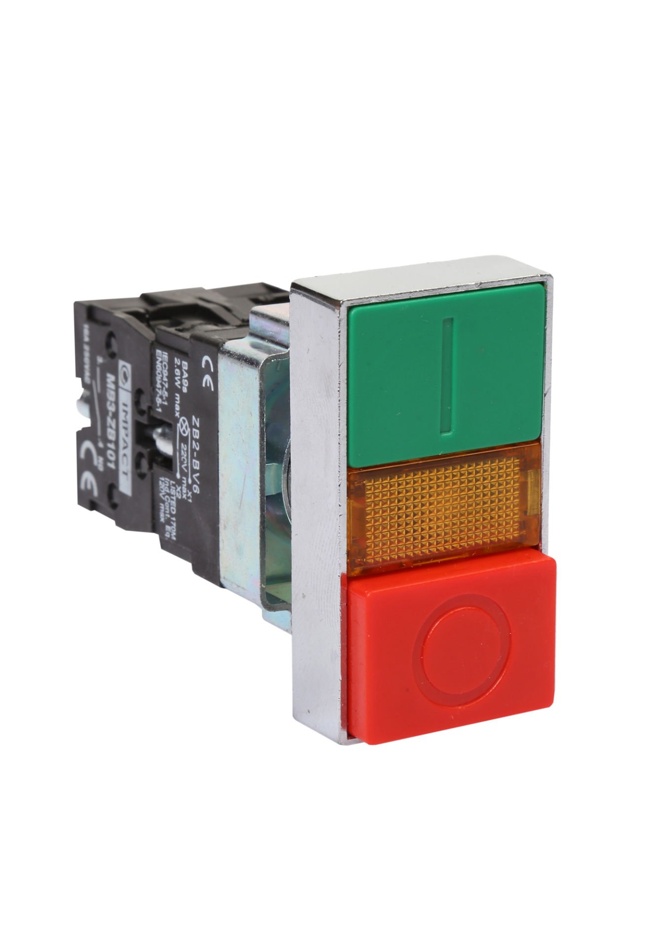 Impact 22mm Işıklı İkiz Buton Kırmızı-Yeşil NO+NC MB3-BW845