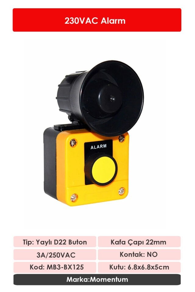 Impact Kutulu Alarm 230VAC MB3-BX125