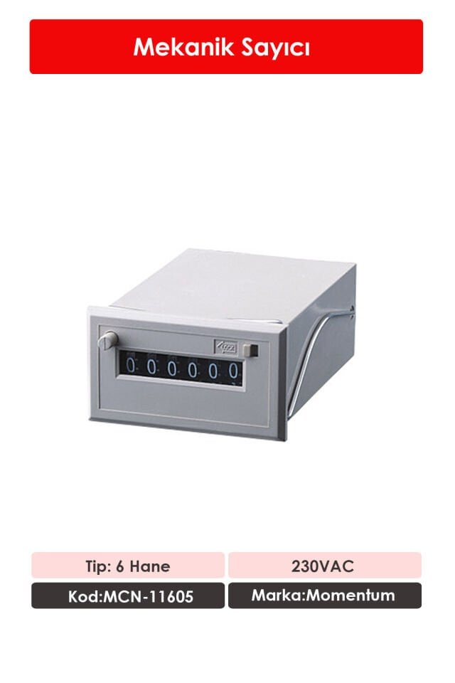 Momentum Mekanik Sayıcı Resetli 6 Hane 230VAC MCN-11605