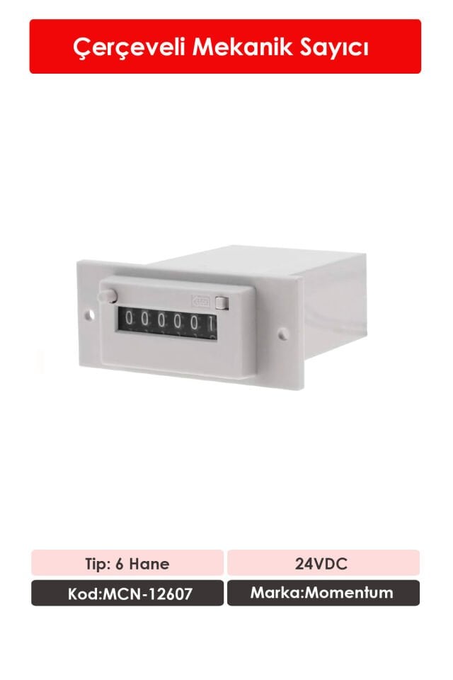 Momentum Mekanik Sayıcı Resetli 6 Hane 24VDC MCN-12607