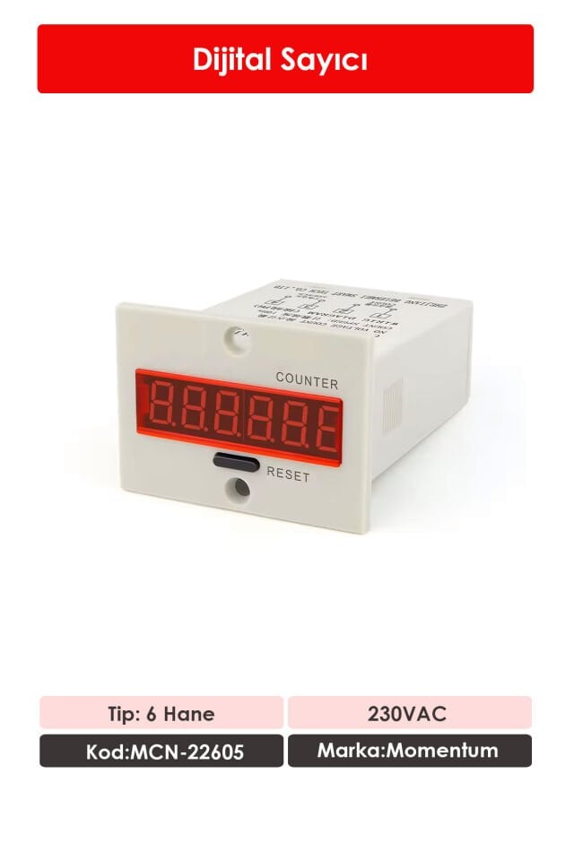Momentum Dijital Sayıcı Resetli 6 Hane 220VAC MCN-22605