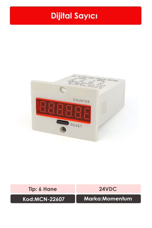Momentum Dijital Sayıcı Resetli 6 Hane 24VDC MCN-22607
