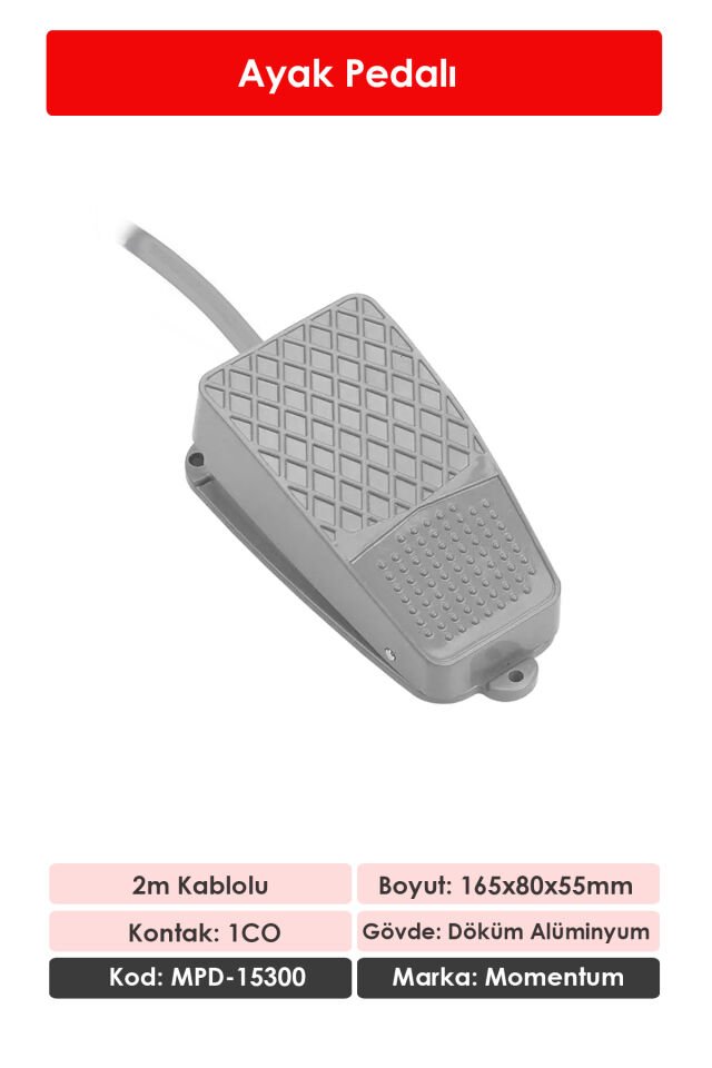 Momentum Döküm Ayak Pedalı 2m Kablolu NO+NC MPD-15300