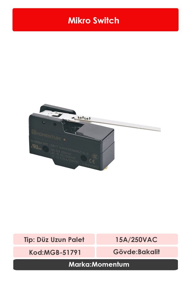 Momentum Mikro Switch Uzun Palet NO+NC MGB-51791