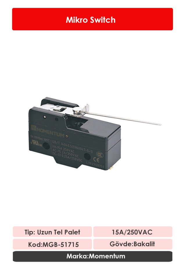 Momentum Mikro Switch Uzun Tel Palet NO+NC MGB-51715