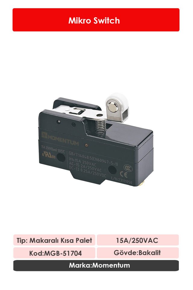 Momentum Mikro Switch Makaralı Kısa Palet NO+NC MGB-51704