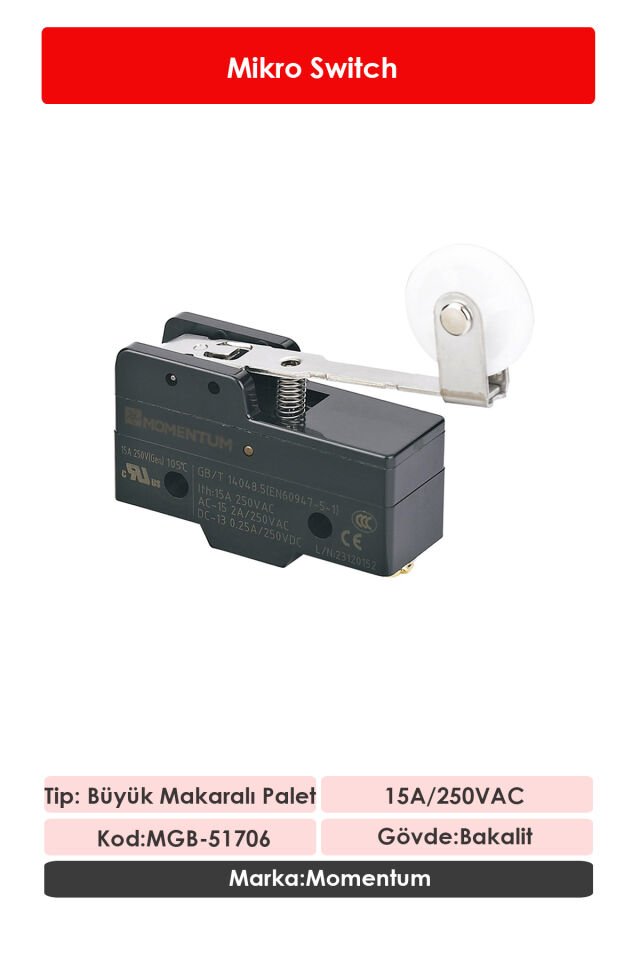 Momentum Mikro Switch Büyük Makaralı Pim NO+NC MGB-51706