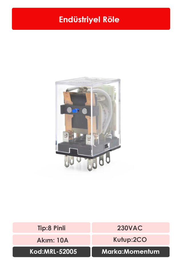 Momentum Röle 4 Kontak 14 Pin 5A Bobin:230VAC MRL-54005