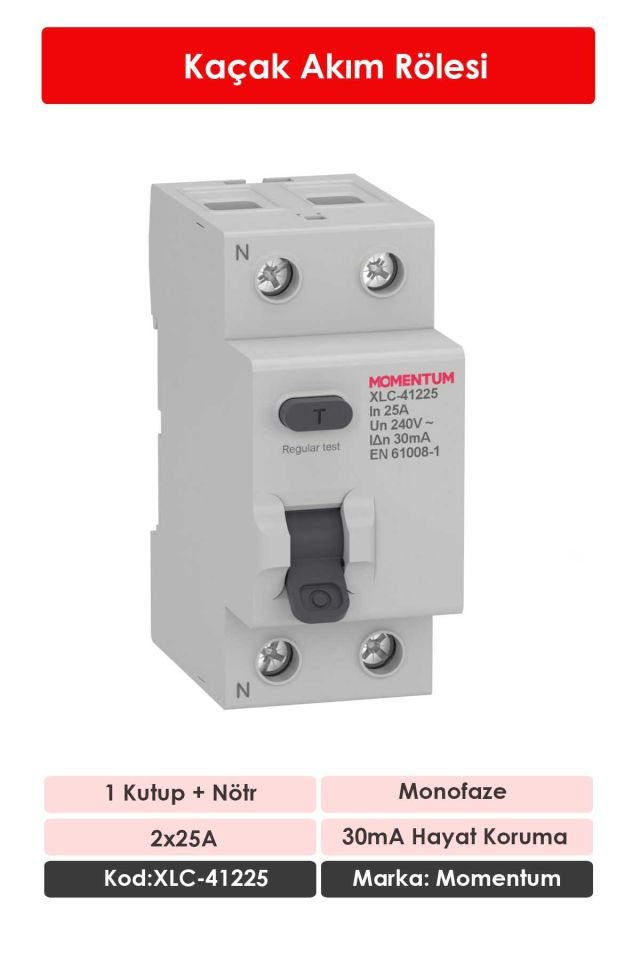 Momentum Kaçak Akım Rölesi 30mA 2x25A XLC-41225