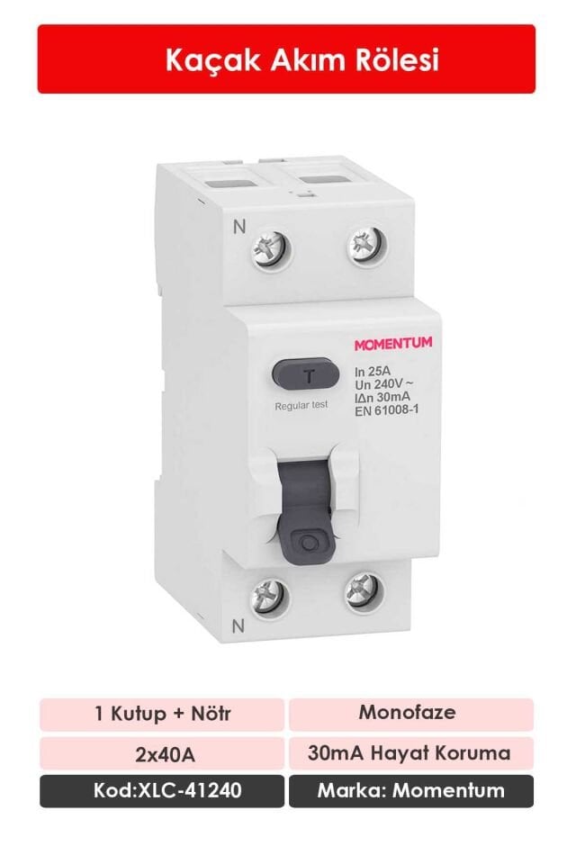Momentum Kaçak Akım Rölesi 30mA 2x40A XLC-41240