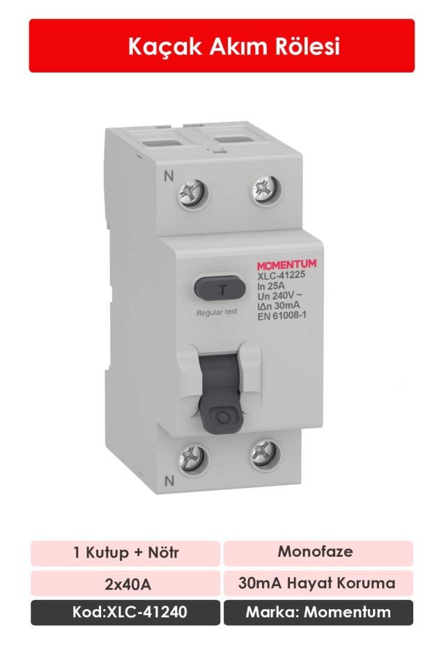 Momentum Kaçak Akım Rölesi 30mA 2x40A XLC-41240