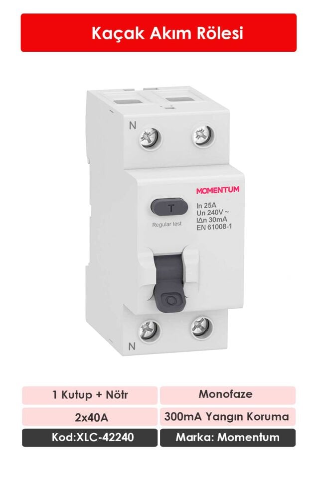 Momentum Kaçak Akım Rölesi 300mA 2x40A XLC-42240