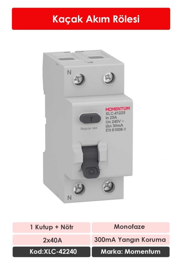 Momentum Kaçak Akım Rölesi 300mA 2x40A XLC-42240