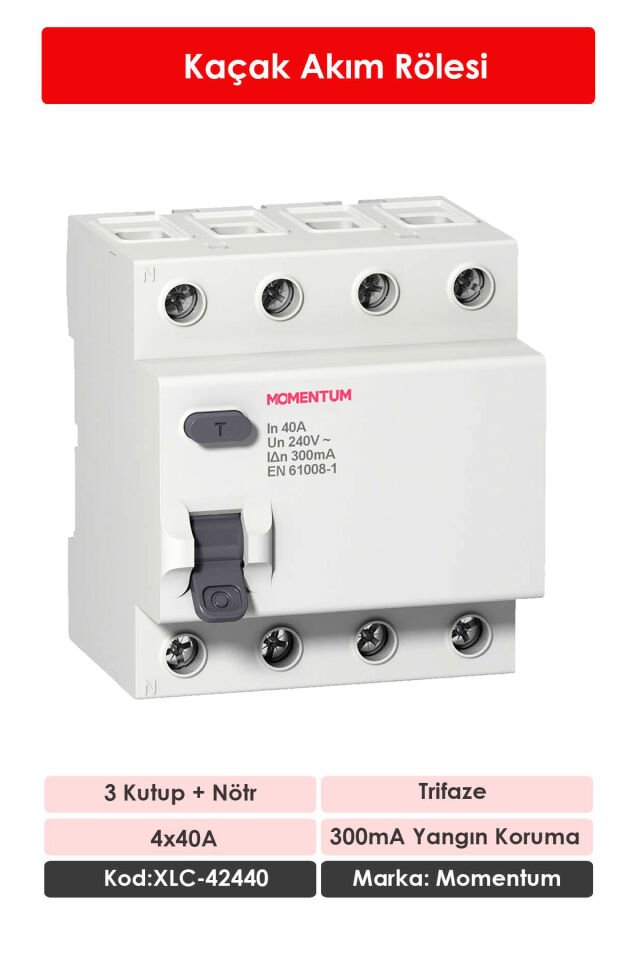 Momentum Kaçak Akım Rölesi 300mA 4x40A XLC-42440