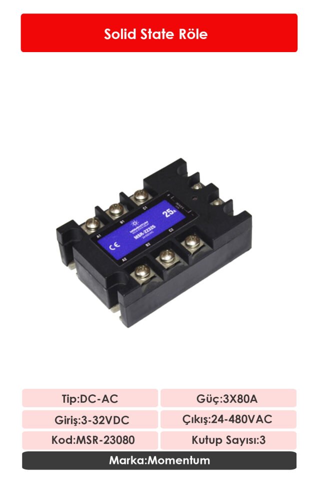Momentum Solid State Röle DC-AC 3x80A MSR-23080