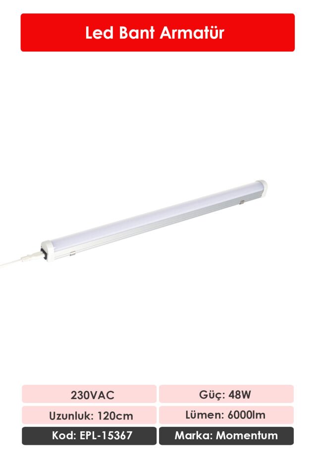 Momentum Lineer Led Armatür T10 7000K 230VAC 40W 120cm EPL-15367