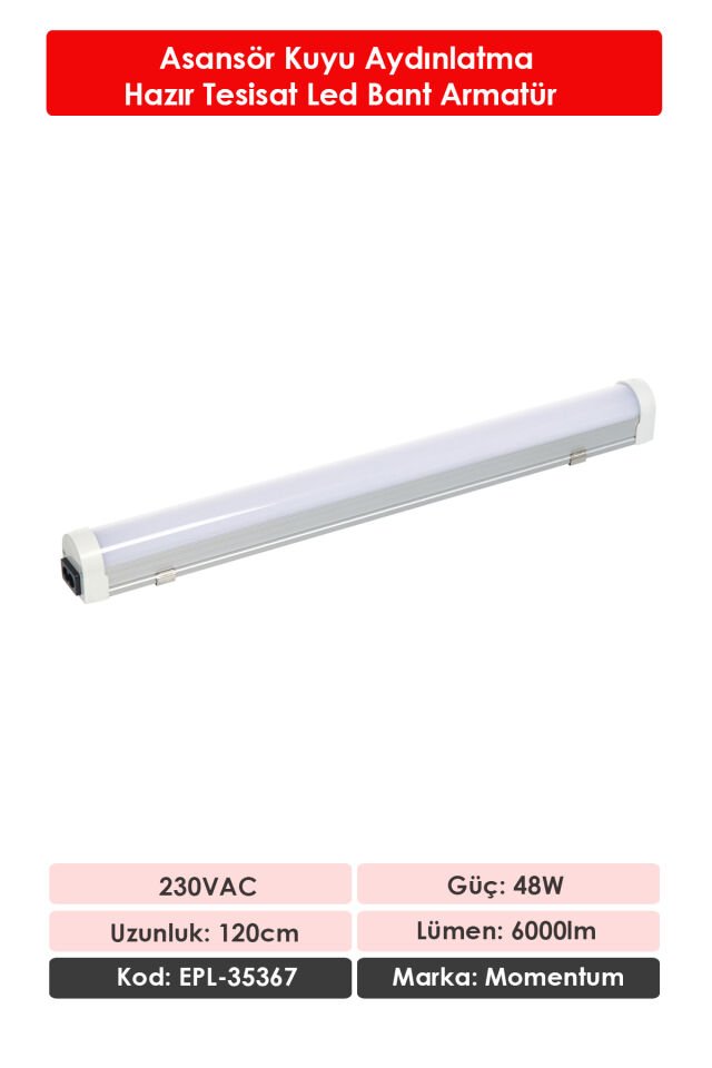 Momentum Lineer Led Armatür T10 7000K 230VAC 40W 120cm EPL-35367
