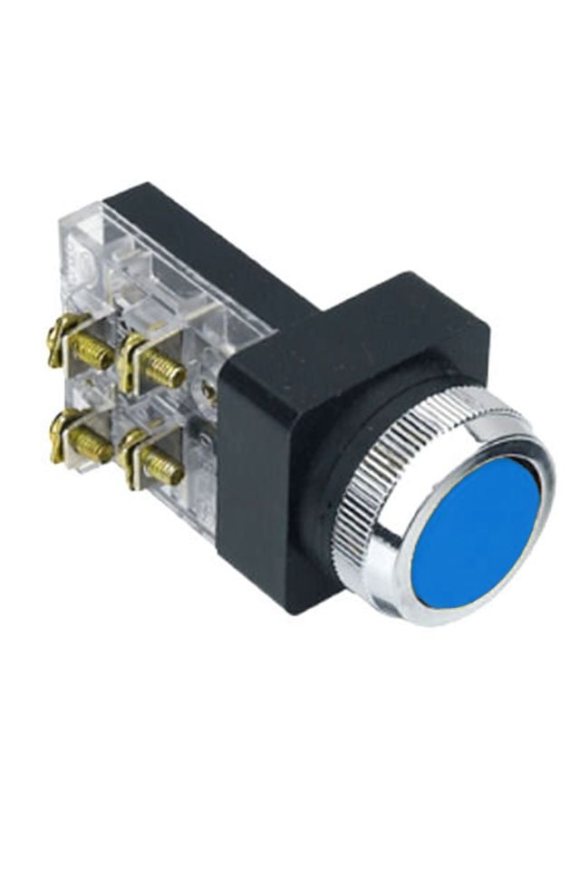 Momentum D30 Buton Çıkık Yaylı NO+NC Mavi MBW-31650
