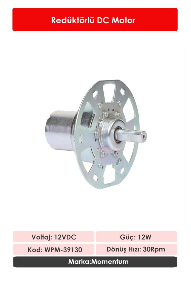 Momentum Dişli Motor 12V DC 12W 30Rpm WPM-39130