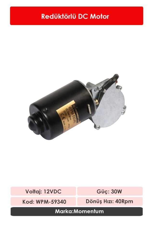 Momentum Dişli Motor 12V DC 30W 40Rpm WPM-59340