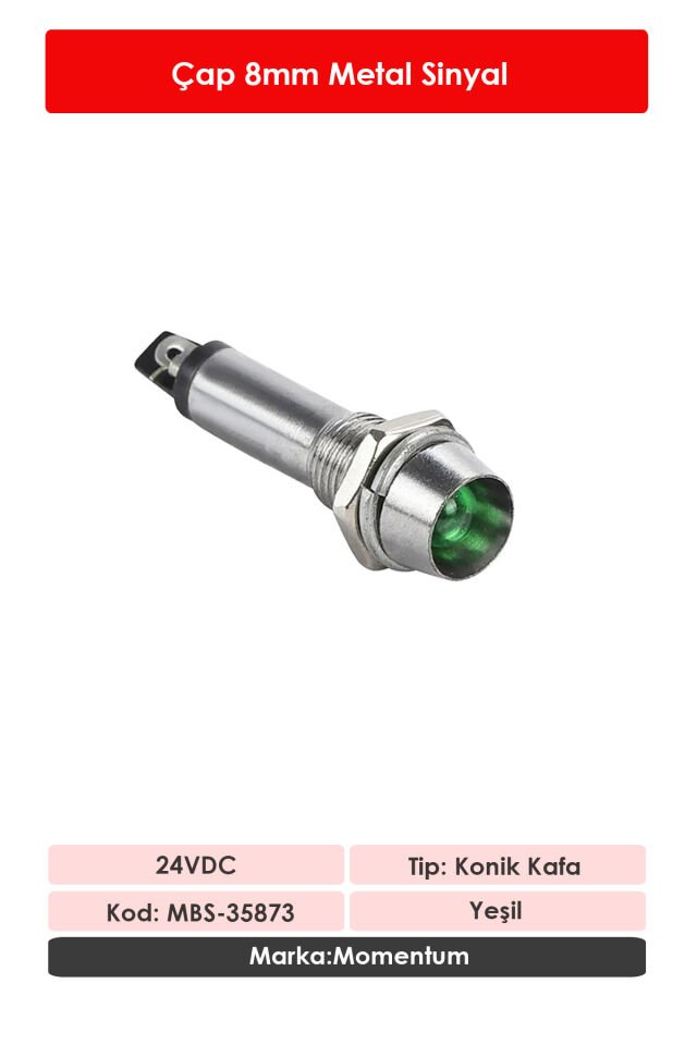 Momentum 8mm Sinyal Lambası 24VDC Yeşil MBS-35873