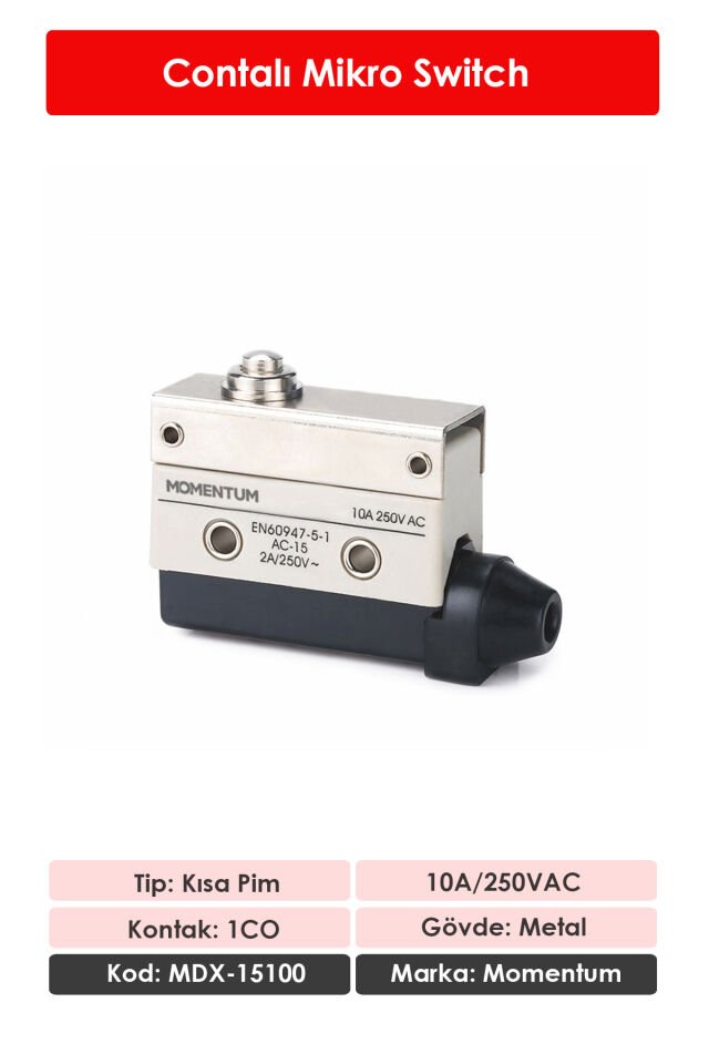 Momentum Mikro Switch 10a/250VAC Pim Kısa MDX-15100