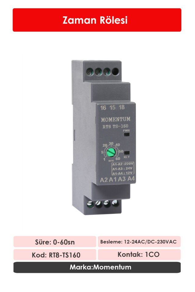 Momentum Zaman Rölesi 0-60sn RT8-TS160