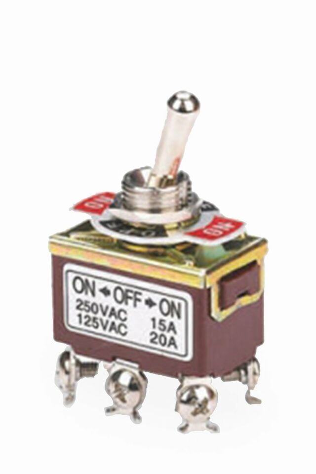 Momentum Toggle Switch 2 Kutup 16A/250VAC 6 Pin (On)-Off-(On) MTX-16223