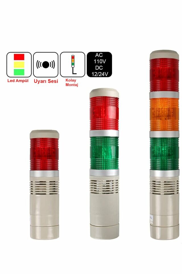 Momentum D50 Işıklı Kolon 230VAC Sabit Buzzer Kırmızı Yeşil MST-51152
