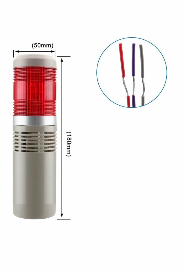 Momentum D50 Işıklı Kolon 24VDC Flaşör Buzzer Kırmızı MST-52171