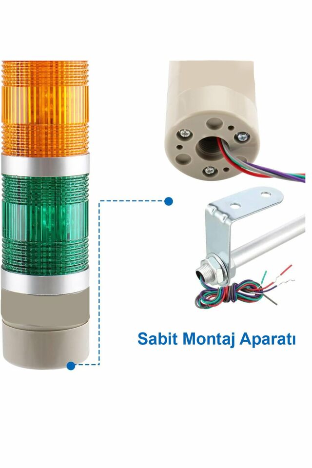Momentum D50 Işıklı Kolon 24VDC Led Sabit Buzzer Kırmızı Yeşil Sarı MST-53173