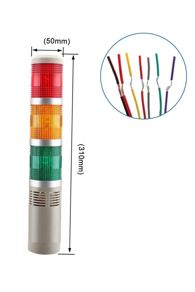 Momentum D50 Işıklı Kolon 230VAC Led Flaşör Buzzer Kırmızı Yeşil Sarı MST-54153